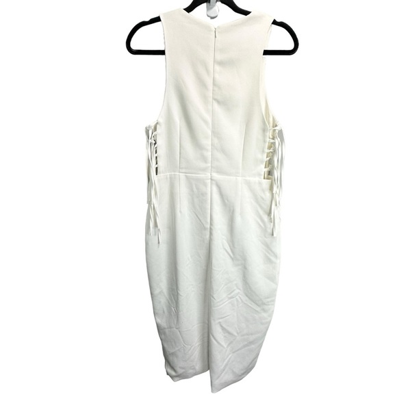 Lavish Alice White Fringe Tie Up Midi Dress - Picture 5 of 7